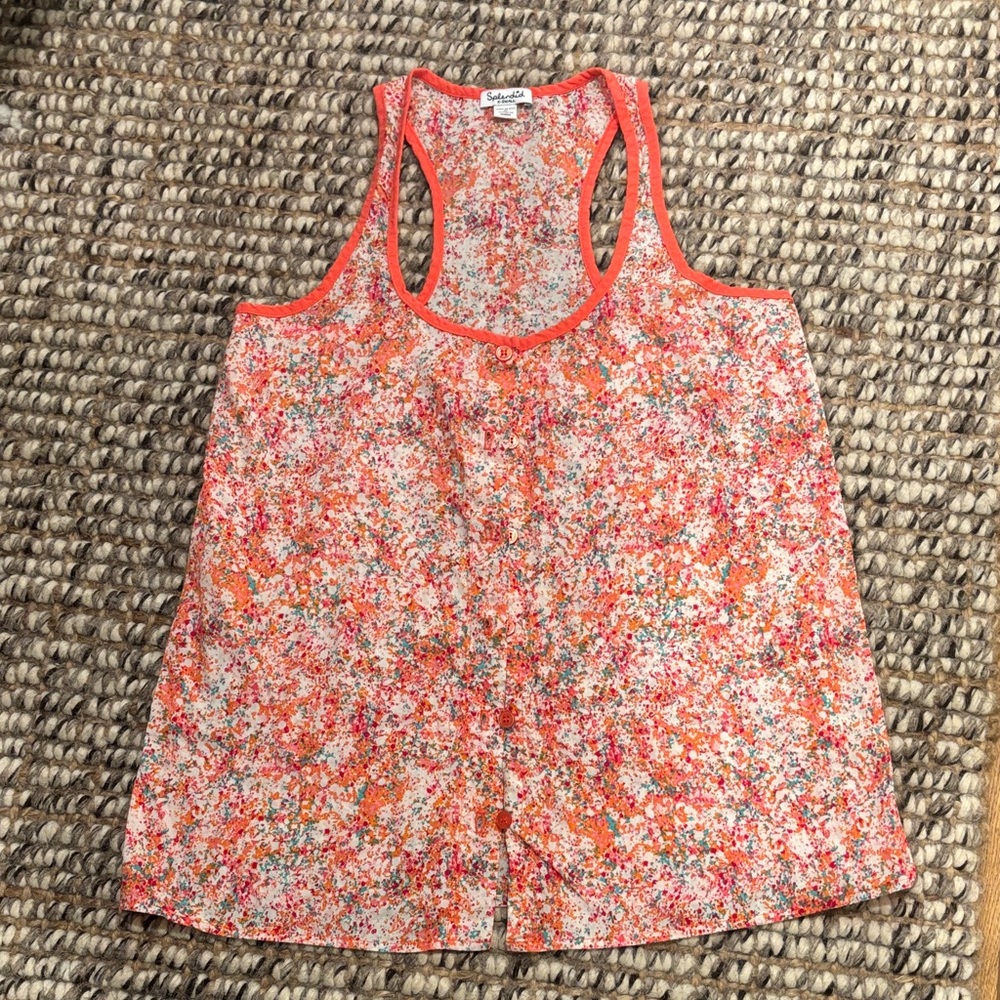 Splendid Orange and White Tank Top
